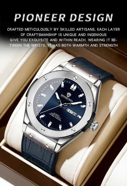 Man New Casual Business Leather Clock Men Luxury Watch Automatic Watches Mens Top Fashion Quartz Wristwatches Relojes De Hombre