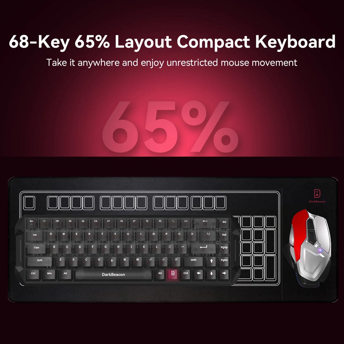 DarkBeacon Blade 68 RGB: tastiera meccanica silenziosa da gaming, con sostituzione a caldo, cablata, N-Key Rollover, compatta al 65% per giocatori su PC