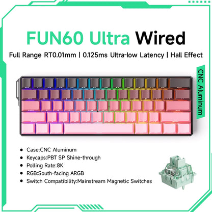 Teclado mecánico Akko MonsGeek FUN60 con interruptores magnéticos 60% para gaming, Rapid Trigger 0.01mm, 8K, ARGB, HE/TMR, teclado personalizado