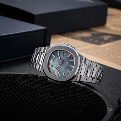 Orologio da uomo Sugess automatico meccanico, movimento Miyota 9015, quadrante MOP, luminoso, impermeabile 5bar, bracciale di lusso S466