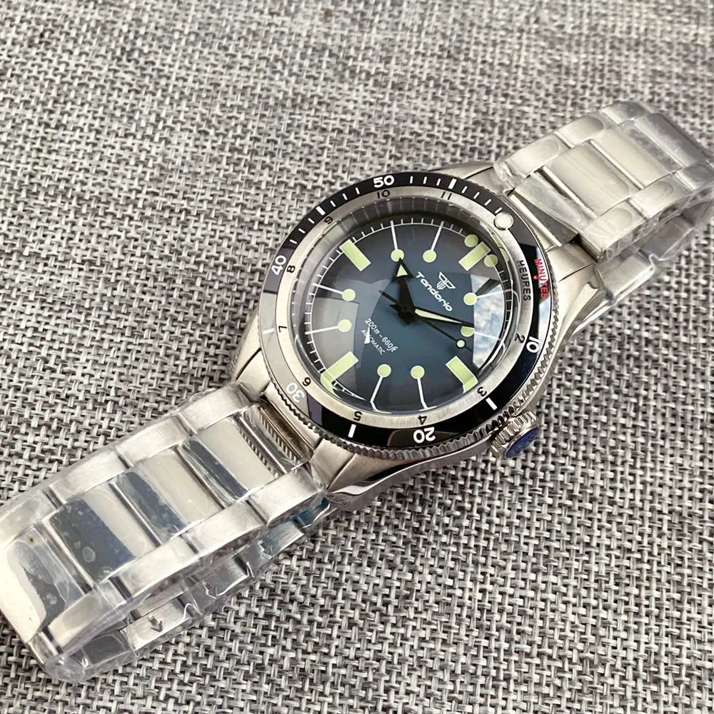 200M Water Resistant Mechanical Wristwatch Miyota 8215 Domed Sapphire Glass 120 clicks Bezel Steel Band Luminous Marks