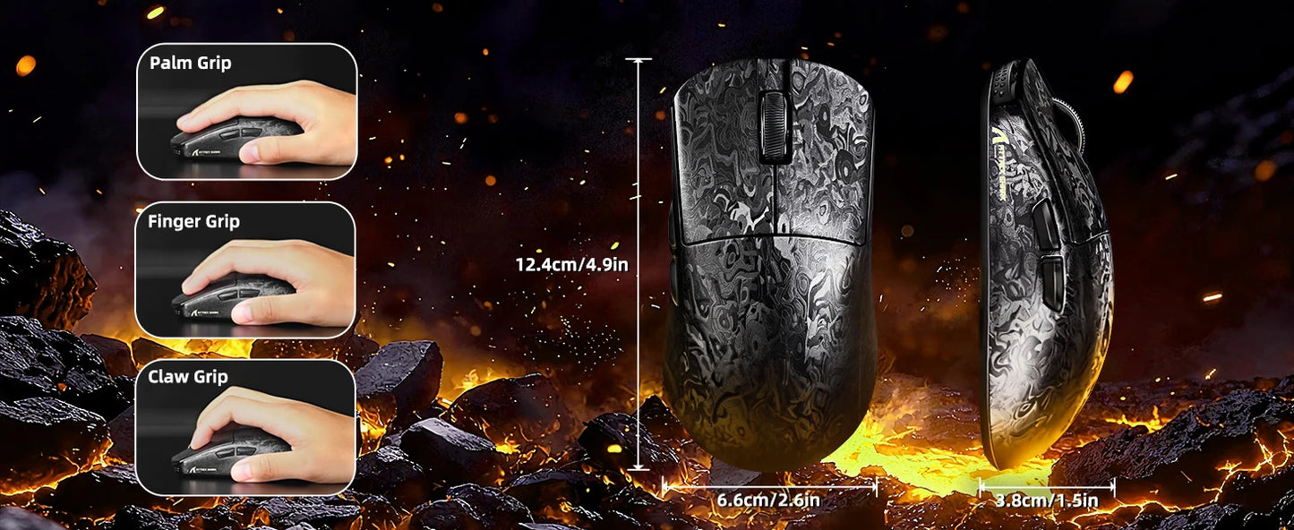 Mouse gaming wireless ATTACK SHARK R11 ULTRA in fibra di carbonio, 8000Hz, PAW3950MAX, 42000DPI, ultraleggero 49g, 20000FPS, Nordic 52840
