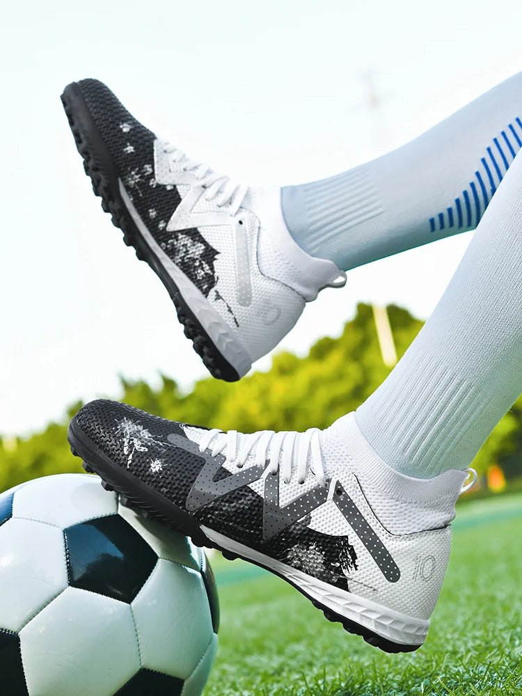 Scarpe da calcio professionali TF Broken Nail per adolescenti, resistenti, modello HighTops, scarpe da allenamento per adulti da esterno antiscivolo