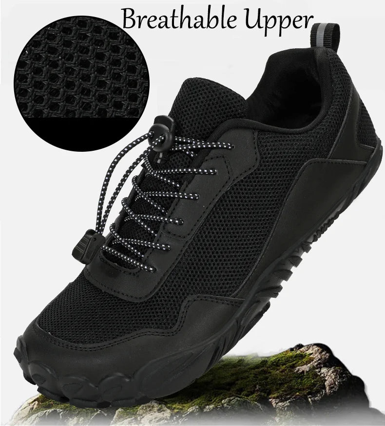 Zapatillas de senderismo para hombre, sin cordones, transpirables, para deportes al aire libre, escalada, trekking y running; antideslizantes, cómodas, calzado informal de jogging para hombre