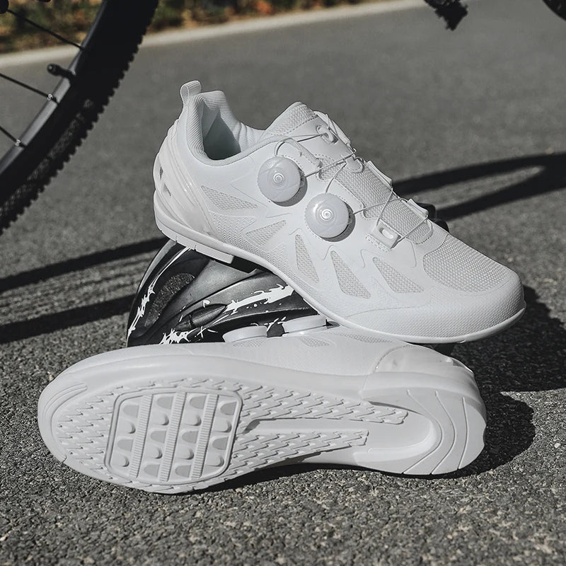Zapatillas de ciclismo de montaña para hombre sin cierre, sin calas, para bicicleta de carretera RB Speed; zapatillas de ciclismo sin calas, tipo sneaker, para pedales planos MTB, mujer