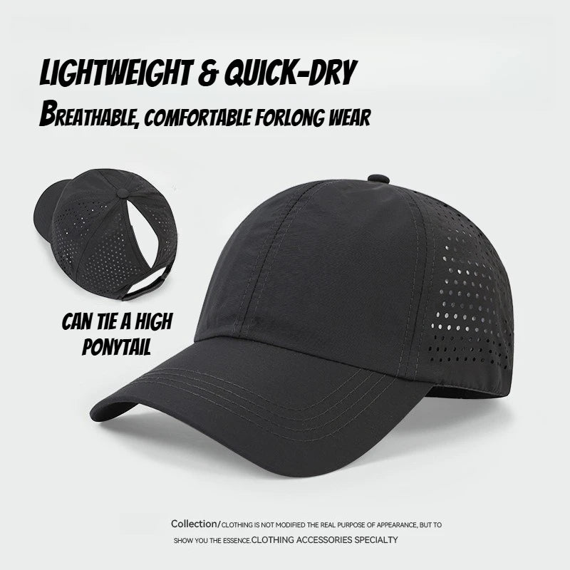 1pc Quick Drying Tongue Baseball Caps for Women Summer Protection Breathable Mesh Breathable Cap Stylish Adjustable Ponytail Hat