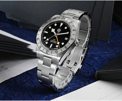 San Martin Nuevo reloj mecánico automático NH34 BB GMT de 39mm, reloj deportivo de zafiro, luminoso, impermeable 100m para hombre, Relogio SN0054