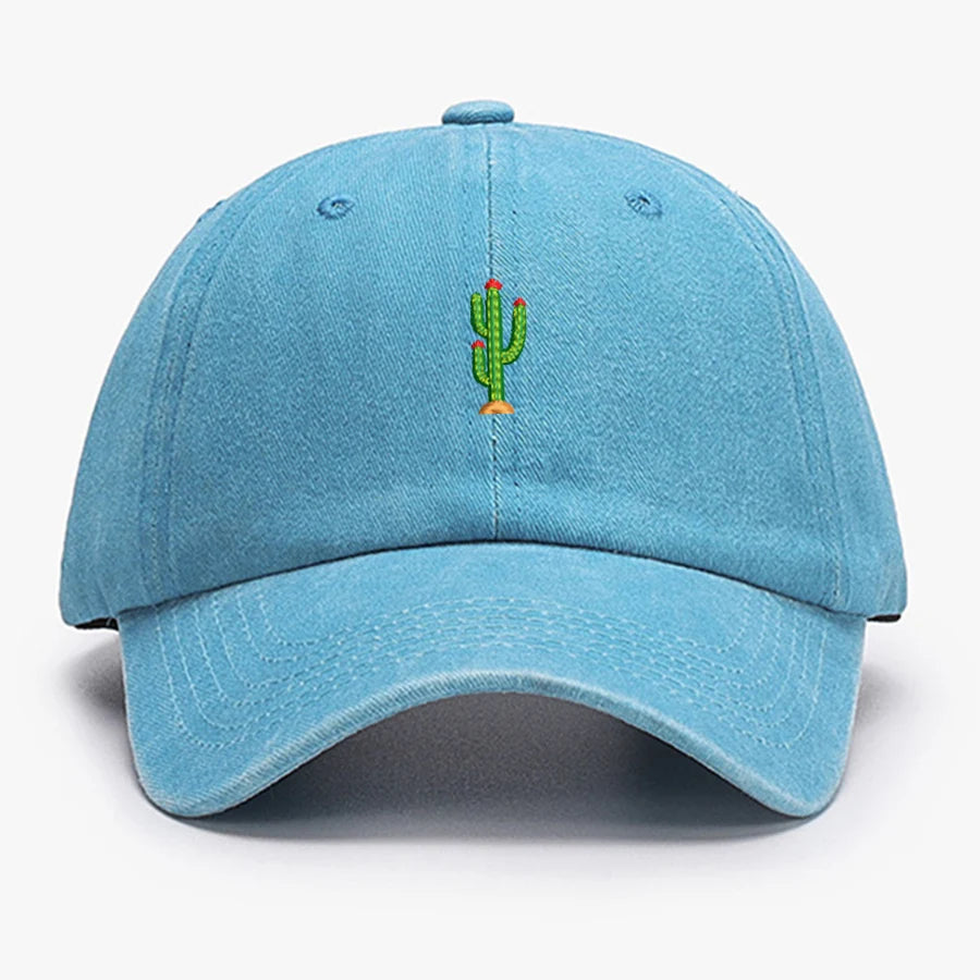 Casquette de baseball vintage souple avec broderie « Mini Cactus » pour homme et femme, effet délavé, pour le sport, la pêche, papa, visière, été, automne, casquette à visière
