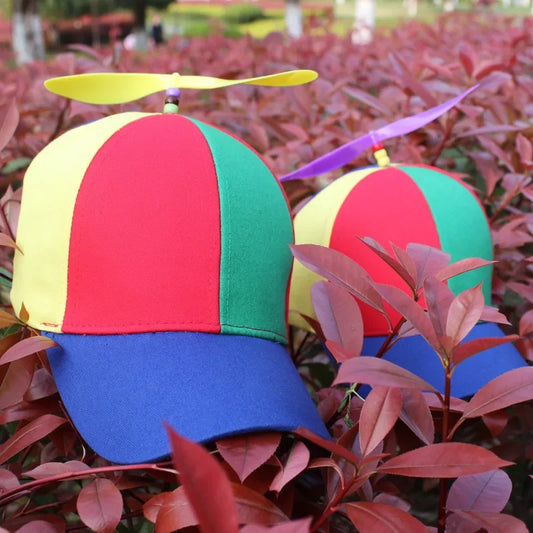 Fashion Colorful Bamboo Dragonfly Patchwork Baseball Cap Adult Kid Helicopter Propeller Funny Cotton Parent-child Snapback Hats