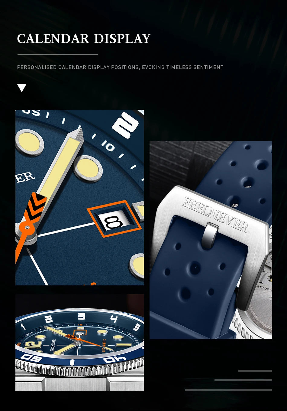 Orologio subacqueo automatico FeelNever 8215 da uomo, super luminoso, in acciaio 316, con vetro zaffiro, orologio sportivo meccanico maschile