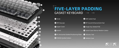 Tastiera meccanica ATTACK SHARK X85 Tri-mode Gasket 75% con manopola CNC, imbottitura a 5 strati, hot swappable, retroilluminazione RGB, NKRO