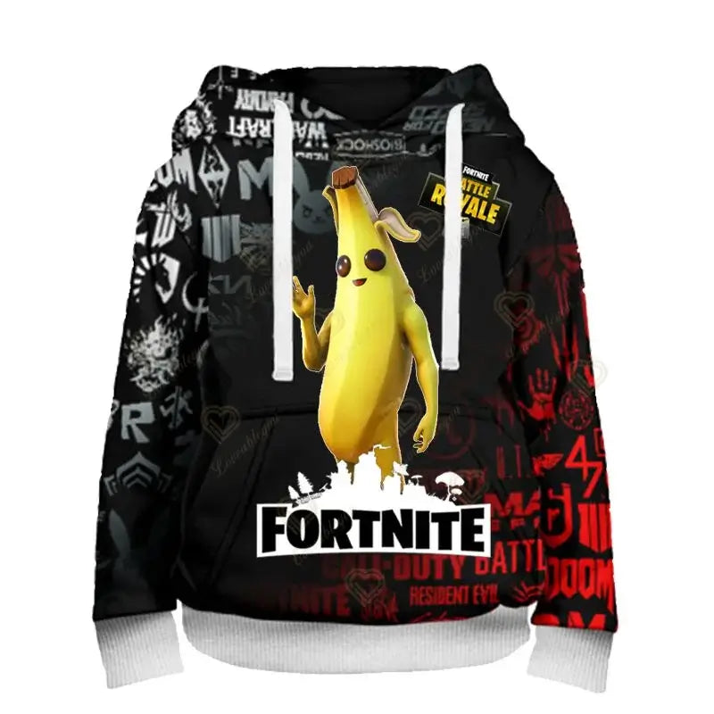 Felpe con cappuccio Fortnite Peely Print New Design, per uomo, donna e bambino, a maniche lunghe, stile casual streetwear