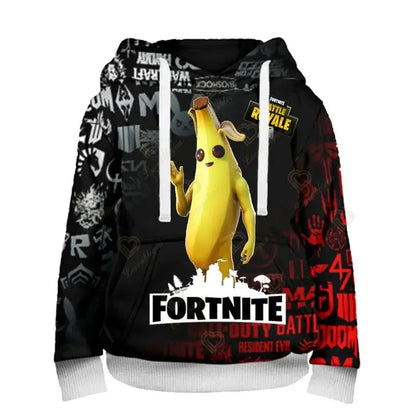 Felpe con cappuccio Fortnite Peely Print New Design, per uomo, donna e bambino, a maniche lunghe, stile casual streetwear