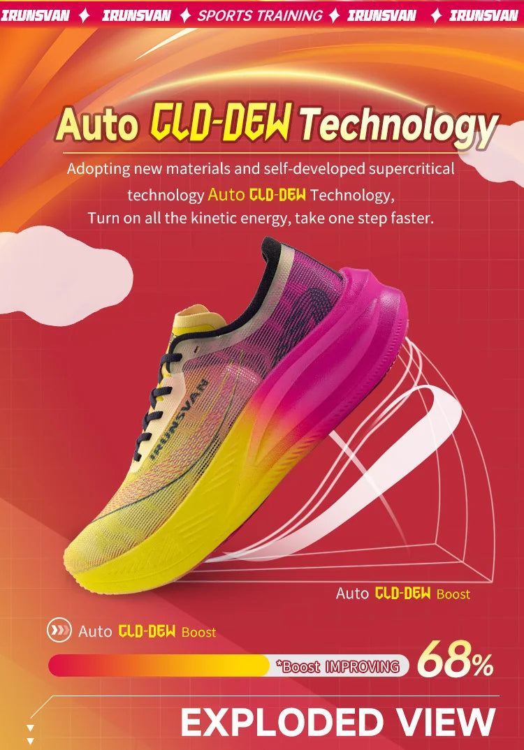 IRUNSVAN Men Professional Marathon Running Shoes Nylon Carbon Plate Road Sports Shoes Lightweight Women Trainers Sport Sneakers