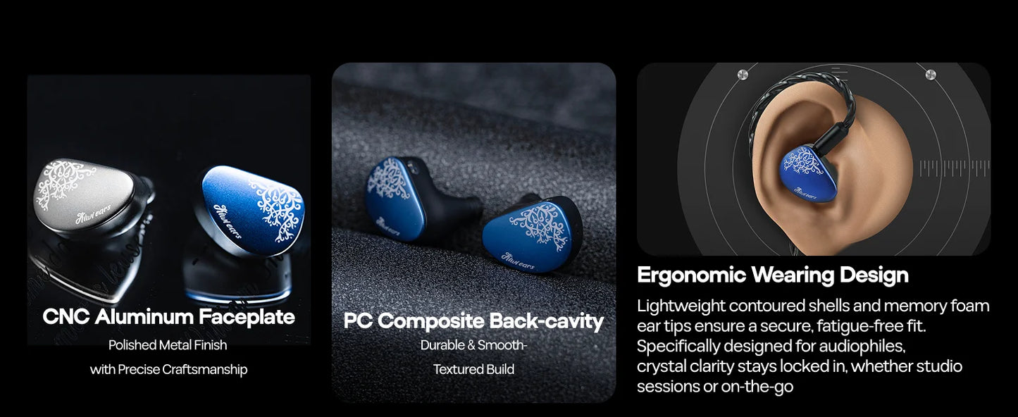 Auriculares HiFi IEM Linsoul Kiwi Ears Cadenza II con driver dinámico de titanio de 10mm, KARS 2.0 y cable desmontable