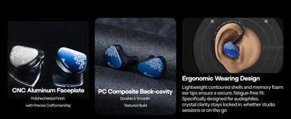 Auriculares HiFi IEM Linsoul Kiwi Ears Cadenza II con driver dinámico de titanio de 10mm, KARS 2.0 y cable desmontable