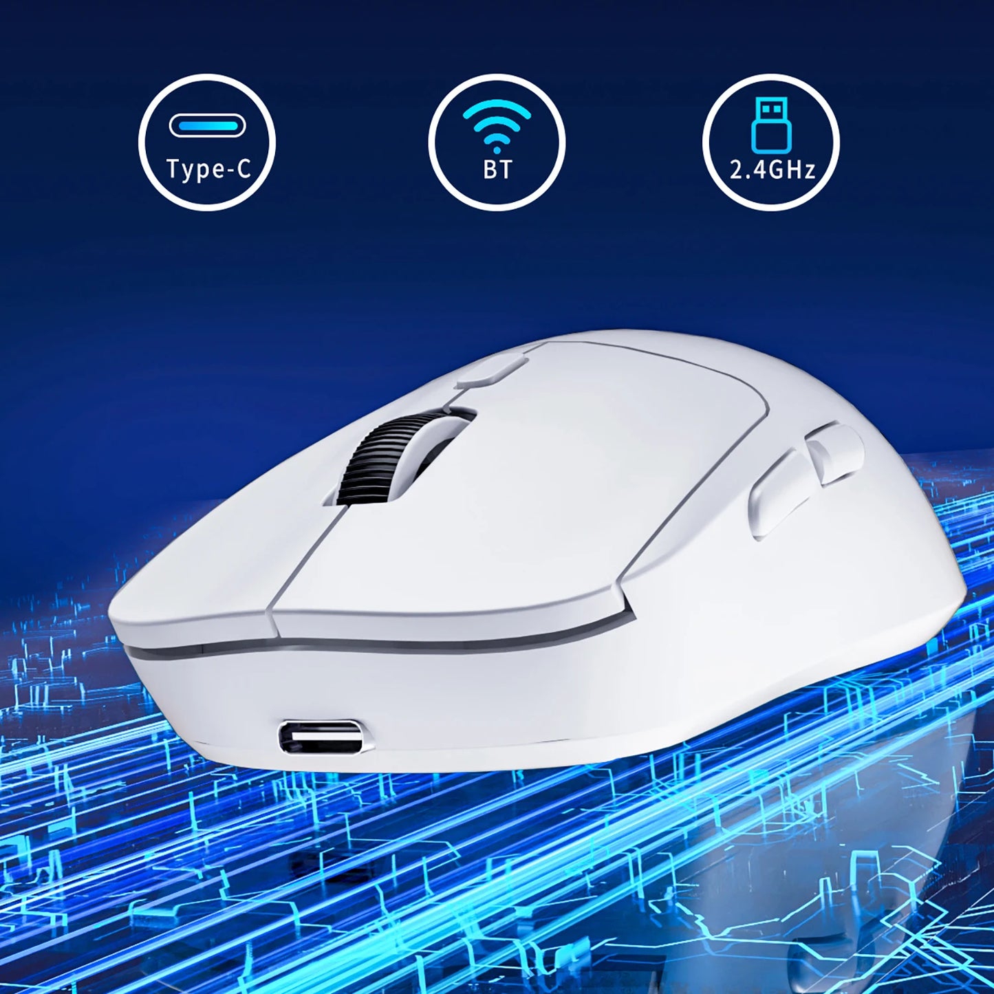 Mouse da gaming Bluetooth ricaricabile PAW3395, leggero, ergonomico e wireless per eSport