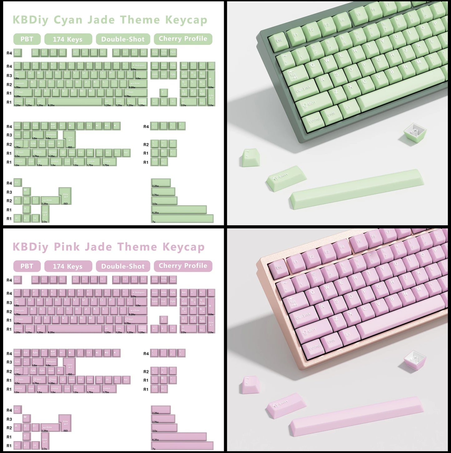 Keycaps KBDiy GMK Illusion perfil Cherry de PBT de doble inyección ISO para kit de teclado mecánico gamer, estilo retro gaming