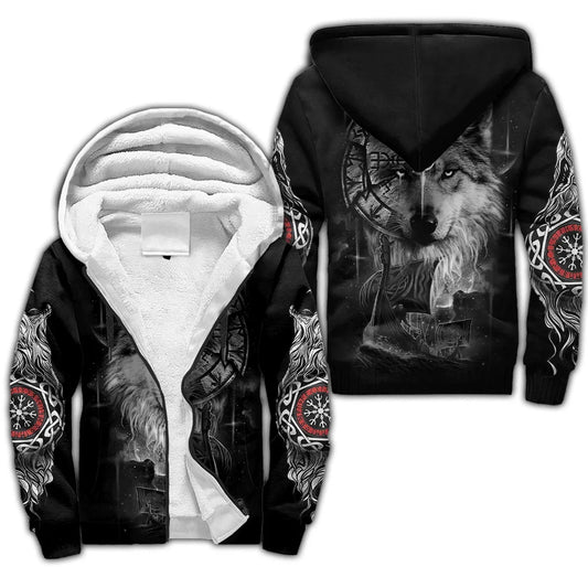 Odin Raven Fenrir Wolf Tattoo 3D Printed Mens Winter Thicker Zip Hoodie Unisex Casual Hooded Tracksuit Warm Fleece Jacket KD18