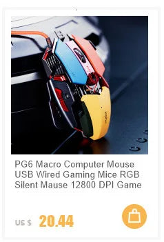 Mouse gaming meccanico in metallo cablato ergonomico con retroilluminazione RGB, mouse da gioco ottico USB 12800 DPI per PC desktop