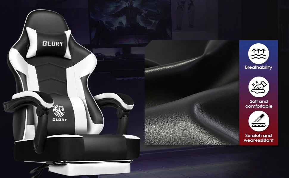 AUTHMIC Gaming Chair Ergonomic Reclining Office Chair with Adjustable Lumbar Support & Headrest  High-Back PC Gamer Adults Teen