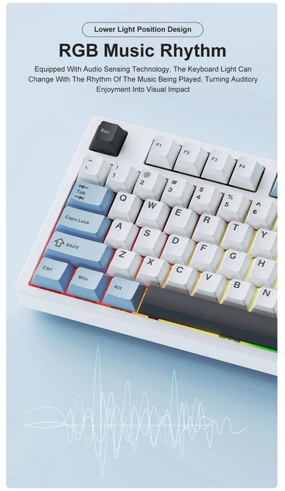 Nuova tastiera gaming personalizzata AJAZZ AK35I V3 MAX Tri-mode cablata, Bluetooth e wireless, struttura gasket, hot swap completo, 104 tasti