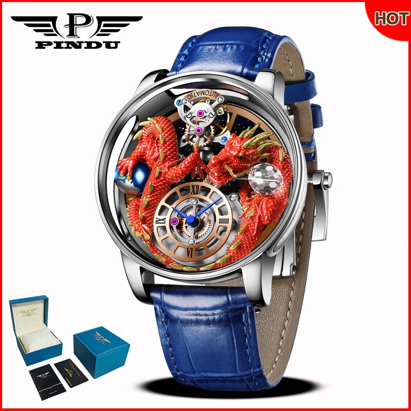 Orologio da uomo PINDU Design 2025 nuovo, Diamond Tourbillon, brand di lusso Astronomia, al quarzo, vetro zaffiro, impermeabile