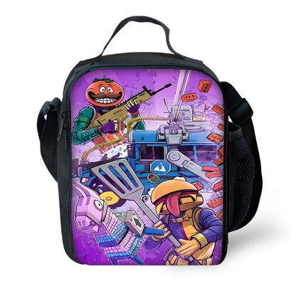 Zaino da scuola per bambini Hot Game con borsa pranzo e astuccio, grande capacità, design F-FortniteS, per ragazzi e ragazze, regalo ideale