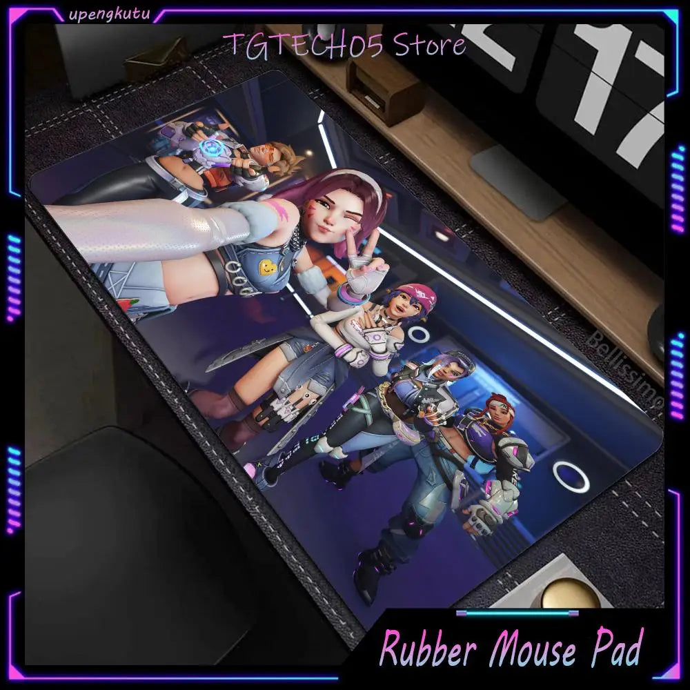 Tappetino mouse grande Overwatch per PC gamer, tappetino da scrivania esteso, tastiera rosa cute, accessori gaming per laptop, tappeto kawaii HD