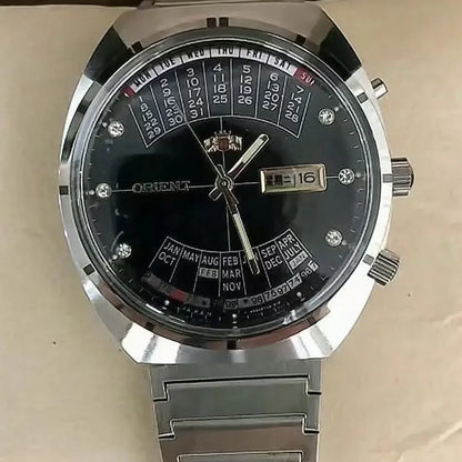 118A Store Orient automatic mechanical unisex watch with large rotating dial, fully functional stainless steel Japanese movement
