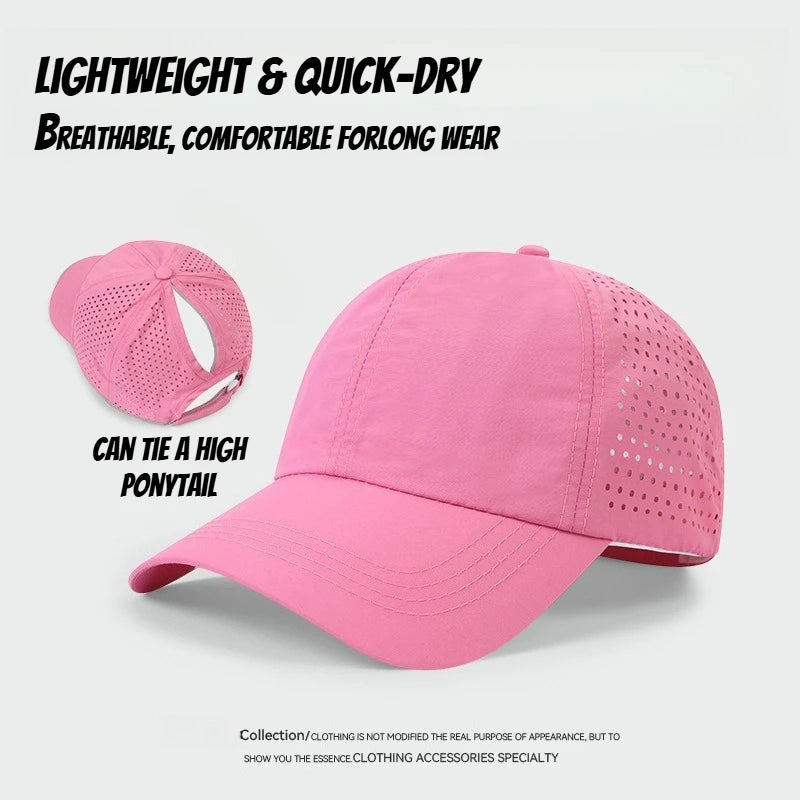 1pc Quick Drying Tongue Baseball Caps for Women Summer Protection Breathable Mesh Breathable Cap Stylish Adjustable Ponytail Hat