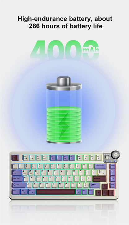 Teclado mecánico gaming esports AULA AU75 de tres modos, 81 teclas, teclas PBT, hot-swappable, RGB, teclado inalámbrico para PC de escritorio y escritura