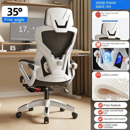Asiento reclinable ergonómico, silla de oficina cómoda, silla para ordenador doméstica, silla para residencia de estudiantes, silla gaming con reposapiés