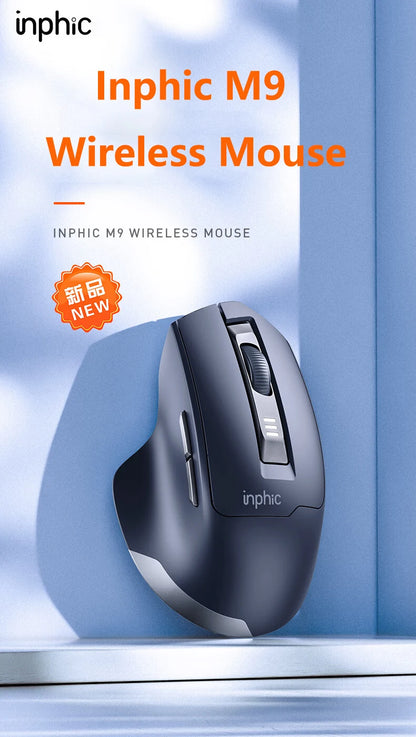 Mouse da ufficio silenzioso INPHIC con display del livello batteria, 2400DPI, wireless, adatto a computer desktop e laptop