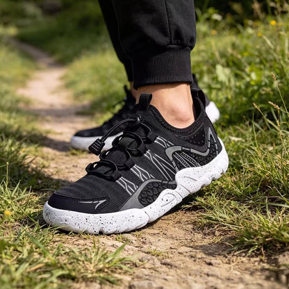 Zapatillas deportivas barefoot anchas para hombre Oiaano, punto de malla negro, ultraligeras, transpirables, para ocio, trabajo, jogging y exterior, suela suave, zero drop