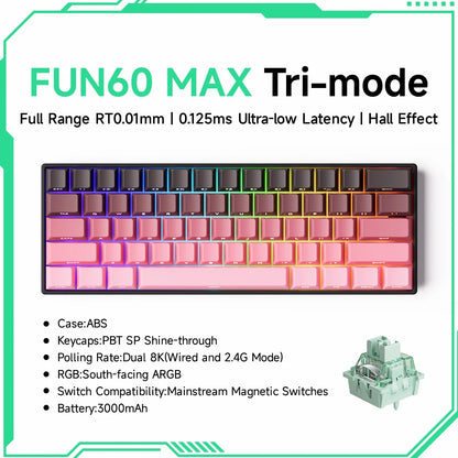 Teclado Gaming Mecânico Akko MonsGeek FUN60 Ultra com Interruptores Magnéticos, 60%, Rapid Trigger, 8K HE/TMR, Teclado Gamer Personalizado em Alumínio