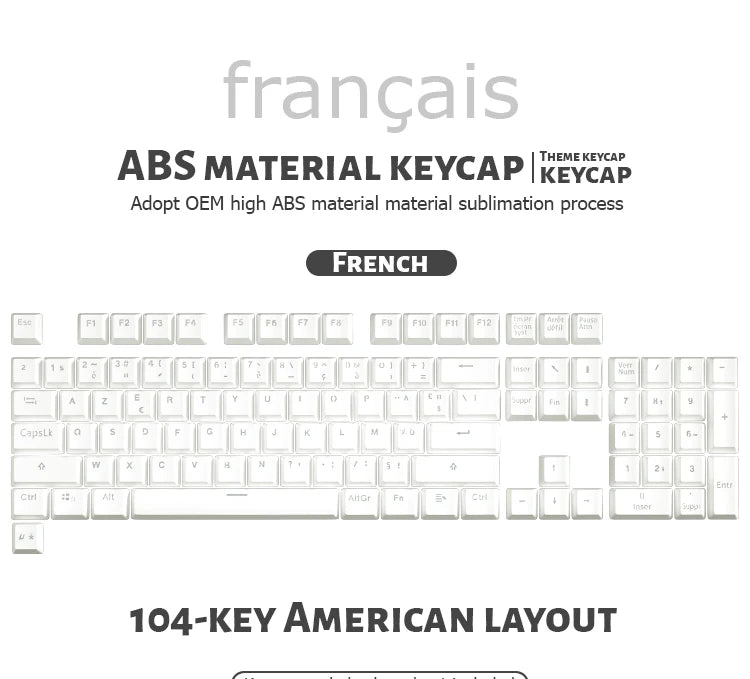 104 teclas retroiluminadas coreanas, francesas, rusas, españolas y alemanas para teclado mecánico con interruptores MX, perfil OEM, teclas ABS DIY