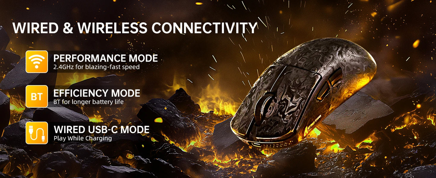 Mouse gaming wireless ATTACK SHARK R11 ULTRA in fibra di carbonio, 8000Hz, PAW3950MAX, 42000DPI, ultraleggero 49g, 20000FPS, Nordic 52840