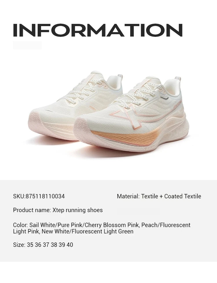 Buty do biegania Xtep 2000km 3.0 dla kobiet – wiosenne trampki z amortyzacją, do treningu i joggingu, odporne na zużycie, lekkie 875118110034