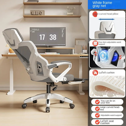 Asiento reclinable ergonómico, silla de oficina cómoda, silla para ordenador doméstica, silla para residencia de estudiantes, silla gaming con reposapiés