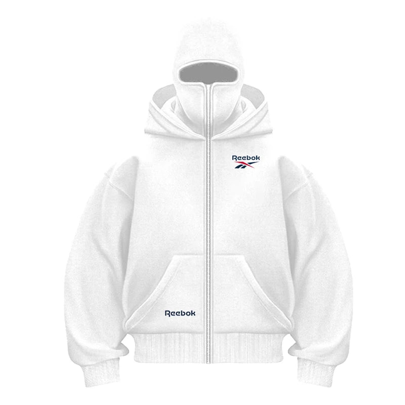 Reebok logo men's new double hood design sweatshirt, gothic style, Harajuku style, new winter warm double hooded sport jacket, m Produit gaming premium Fraquane, produits de luxe, nouvelle génération, équipement gamer