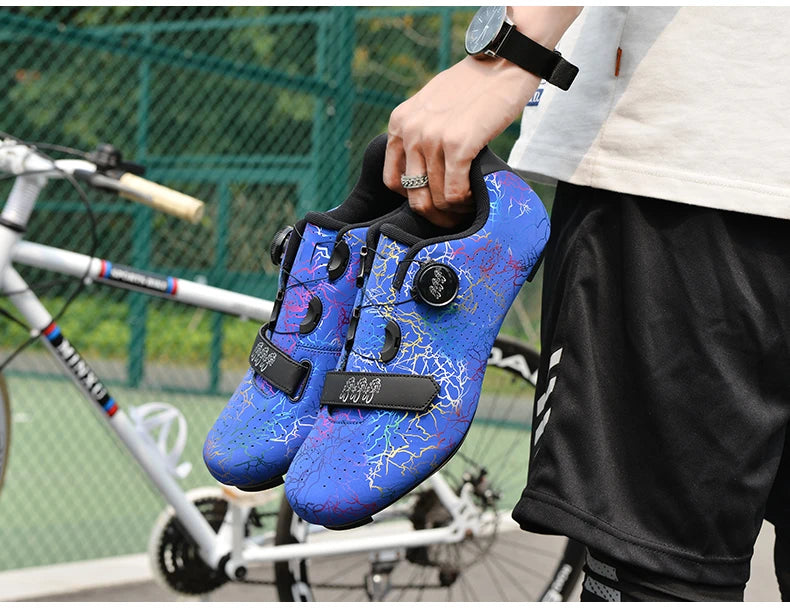 Zapatillas de ciclismo nuevas para hombre con cierre automático para carretera, montaña y exterior; zapatillas deportivas de ciclismo para mujer para spinning indoor