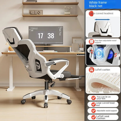 Asiento reclinable ergonómico, silla de oficina cómoda, silla para ordenador doméstica, silla para residencia de estudiantes, silla gaming con reposapiés