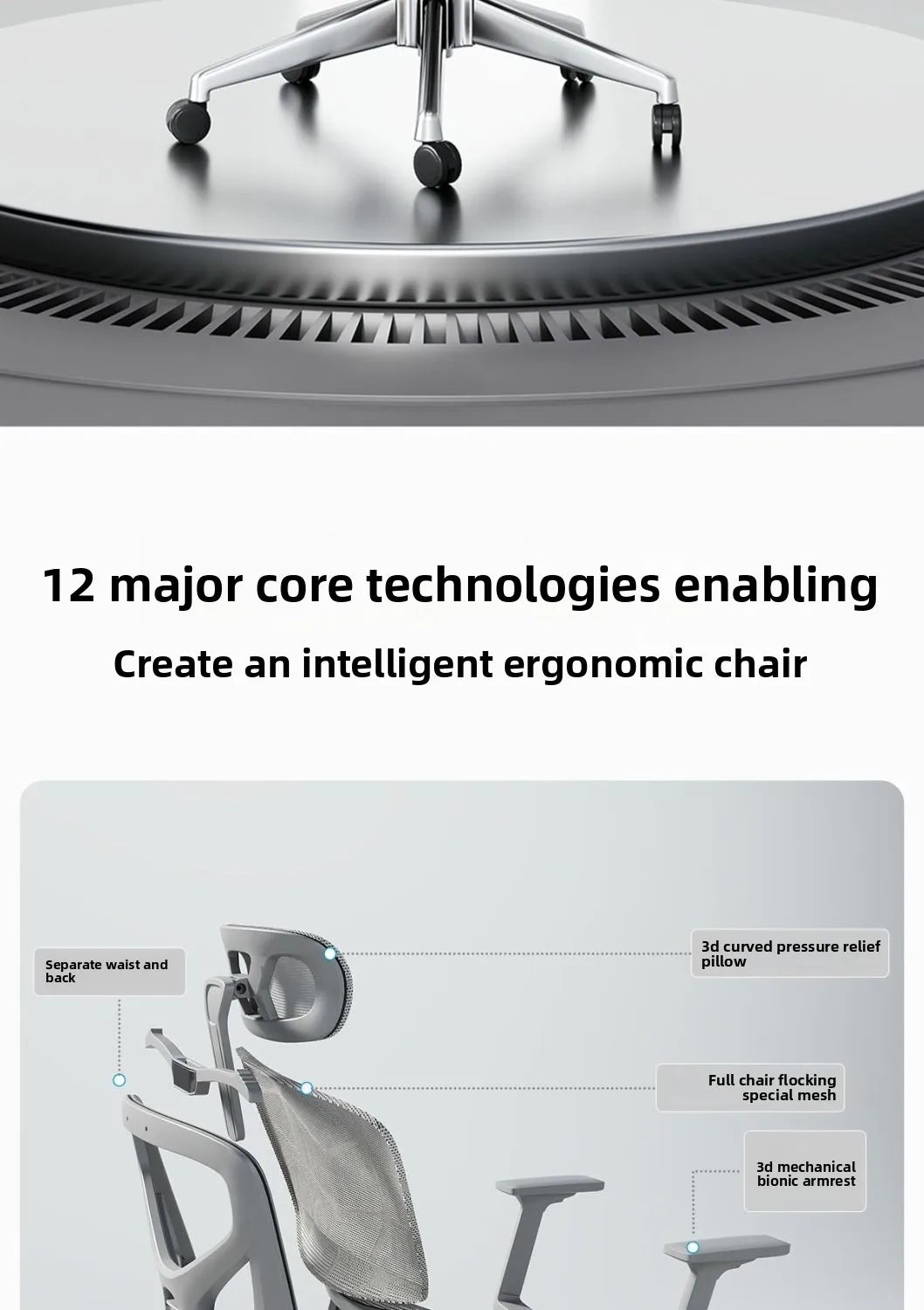 Sedia da ufficio ergonomica regolabile in mesh, sedia da scrivania per computer con schienale alto traspirante, supporto lombare 6D e poggiapiedi retrattile