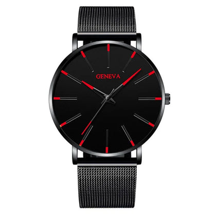 Montre pour homme – Montre à quartz de luxe, style décontracté, fine, bracelet en maille d'acier, étanche, modèle sportif