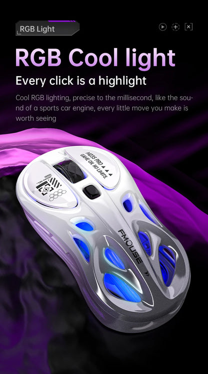 Tri-Mode RGB Gaming Mouse Wireless 2.4G Bluetooth Wired Lightweight Gaming Mouse with Chroma RGB Lighting, 4800 DPI Rechargeable Gaming Mouse for PC & Laptop