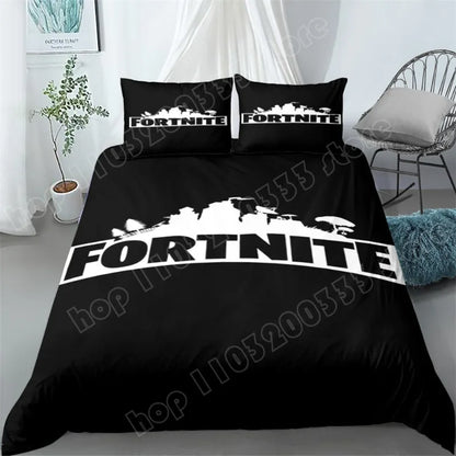 Juego de cama Fortnite de 3 piezas, ropa de cama para dormitorio con estampado 3D, diseño de videojuego y dibujos animados, funda nórdica y funda de almohada decorativas, regalo de cumpleaños
