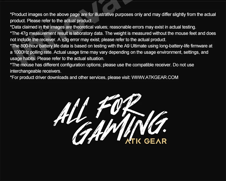 Mouse gaming wireless ATK Dragonfly A9 Ultimate A9 Air PAW3950 ultraleggero ergonomico e-sport per gamer FPS CSGO A9 Ultra