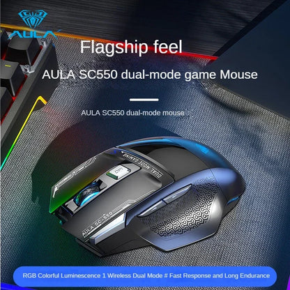 AULA SC550 bezprzewodowa mysz gamingowa dual-mode, ładowalna, podświetlana mechaniczna mysz gamingowa do komputera stacjonarnego/laptopa, mysz USB do e-sportu