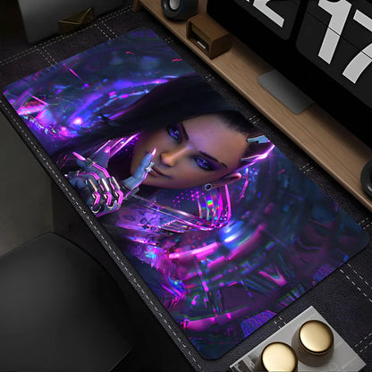 Tappetino mouse PC Overwatch Sombra sexy, tappetino per laptop viola kawaii con ragazza anime, tappetino per tastiera, accessori gaming, tappetino da scrivania per gamer